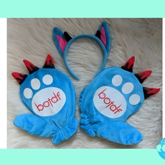 Rare Blood On The Dance Floor merch BOTDF blue plush Bat Ears and paw glove set main image 7